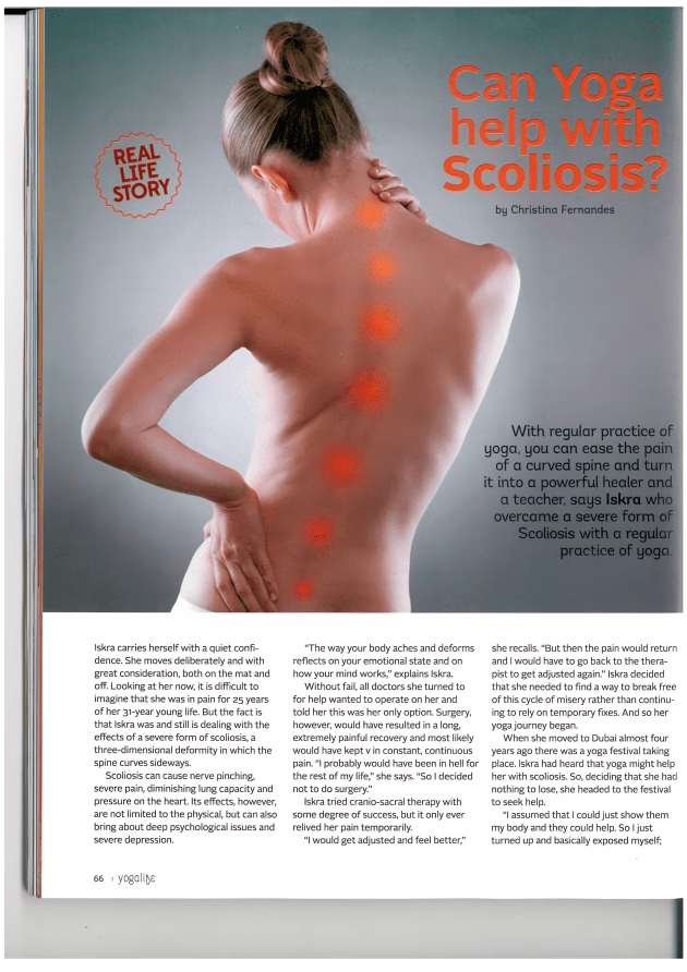 Screenshot of a magazine article featuring Kaya Yoga