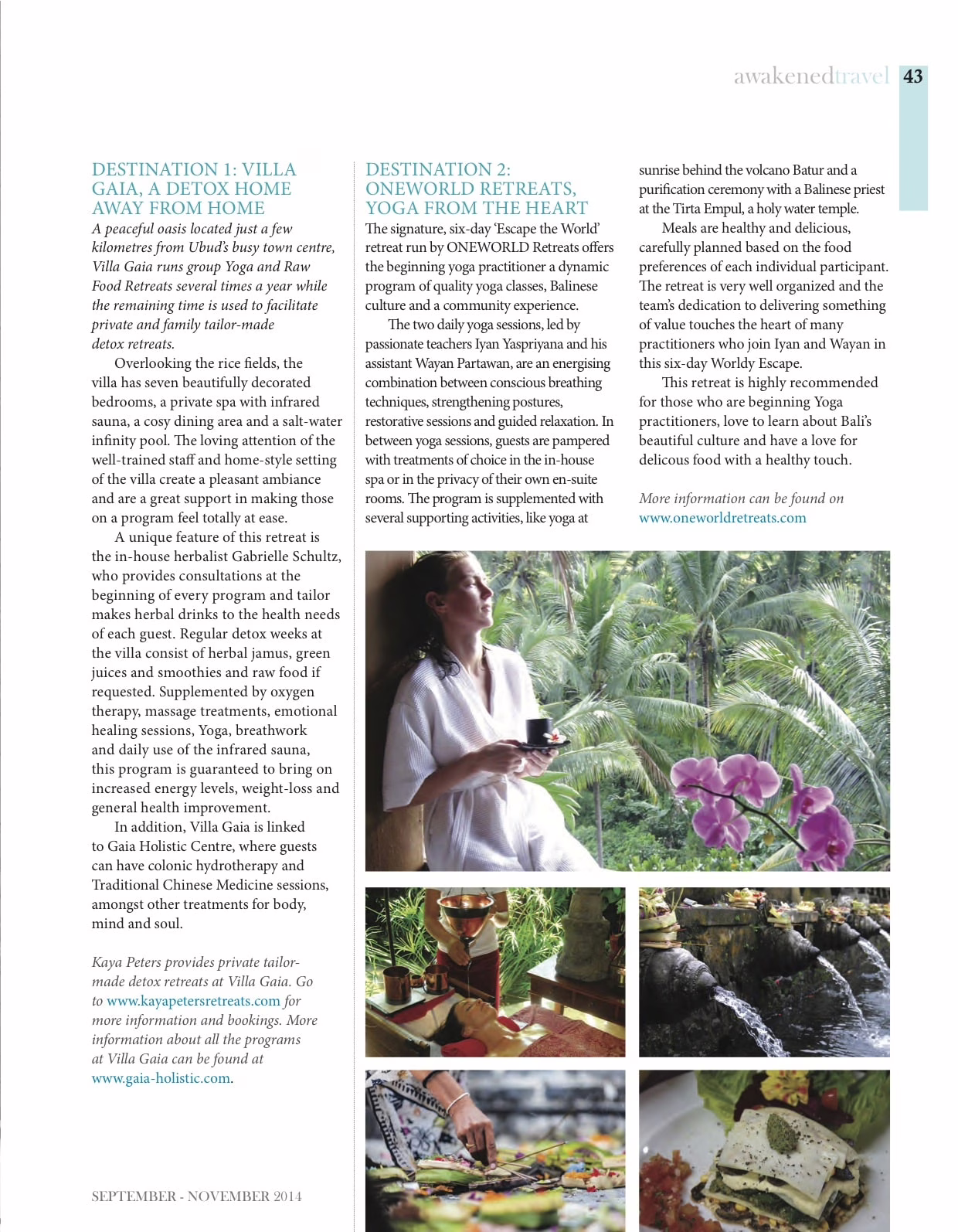 Screenshot of a magazine article featuring Kaya Yoga